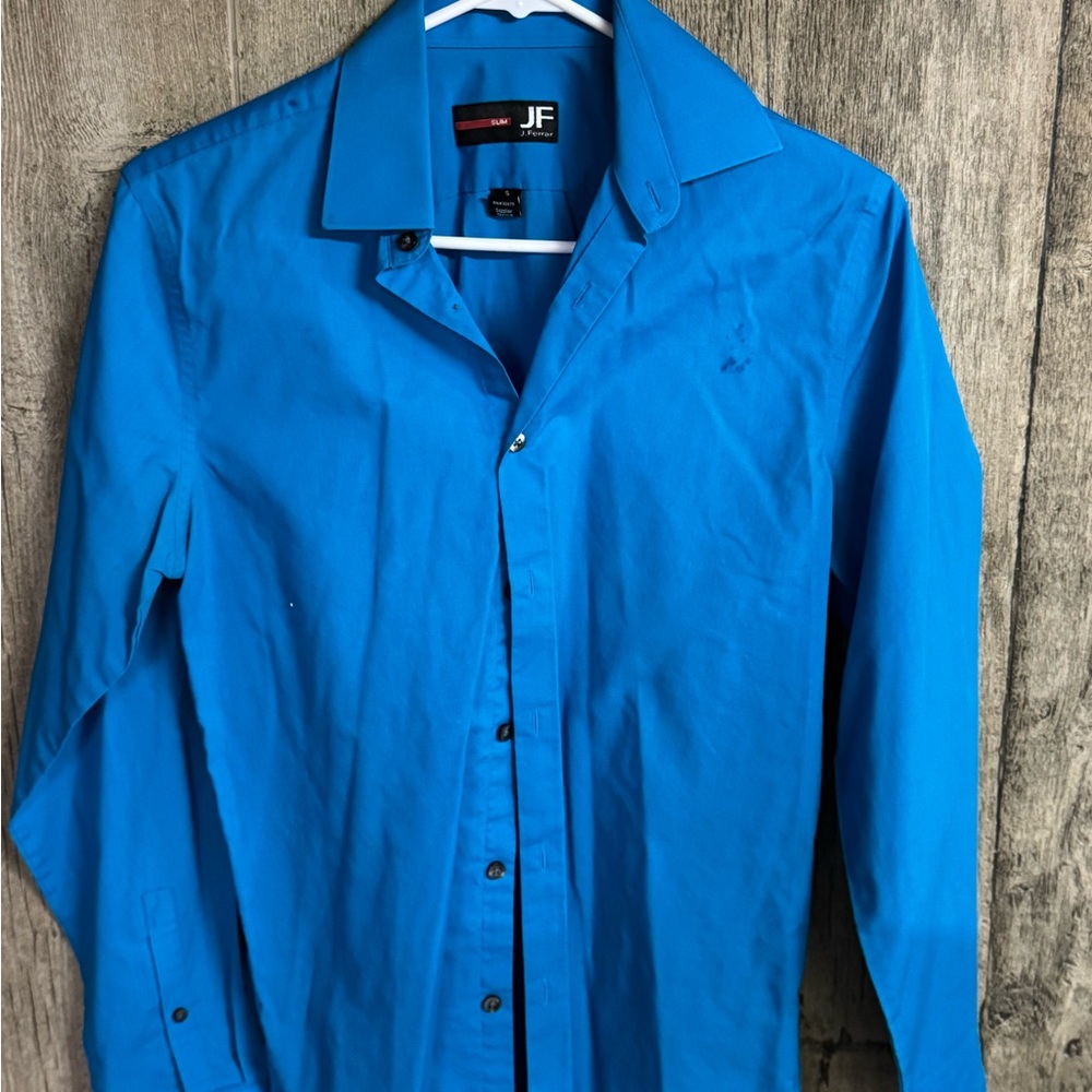 JF J.Ferrar Vibrant Blue Slim Fit Shirt